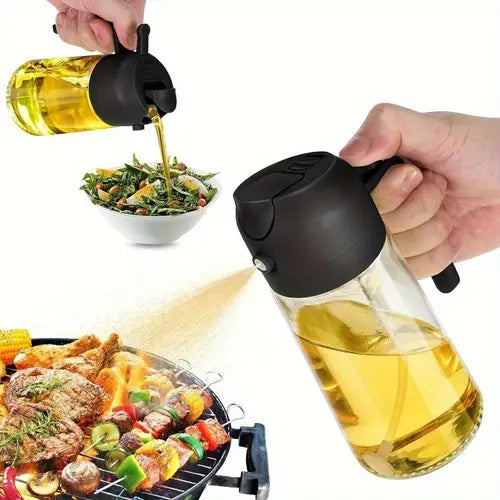 Dispensador y Pulverizador de Aceite 2-en-1 para Cocina y BBQ