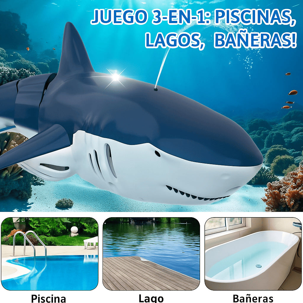 🦈 Tiburón Acuático Juguete a Control Remoto