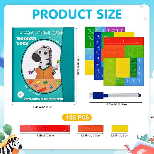 Libro didáctico Montessori Magnético para aprender fracciones