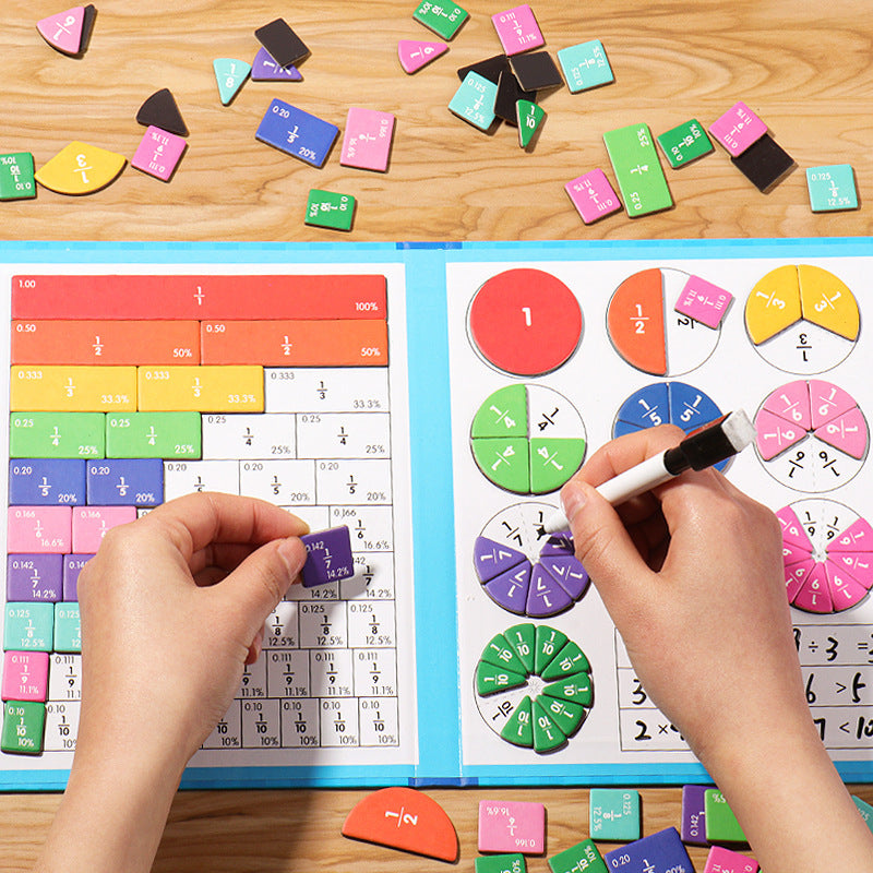Libro didáctico Montessori Magnético para aprender fracciones