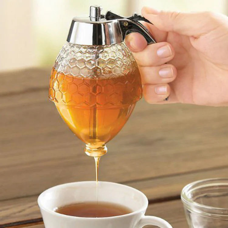 Tarro dispensador de Miel con Base Anti derrames