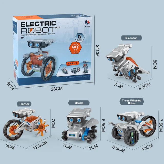 Robot Educativo 12 modelos en 1 | Juguete STEM con batería recargable