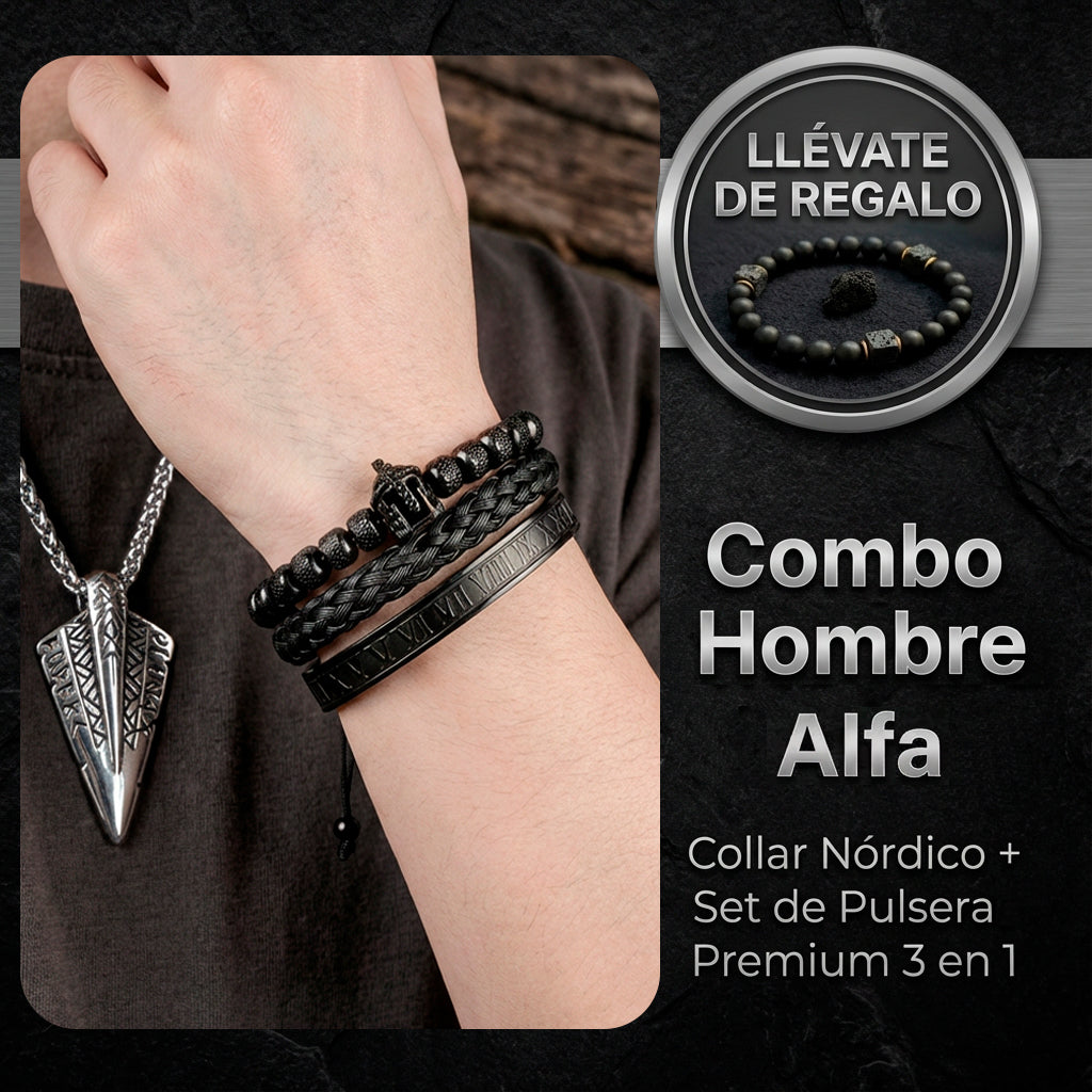 Combo Alfa: Collar Nórdico + Brazalete Imperium 3 en 1