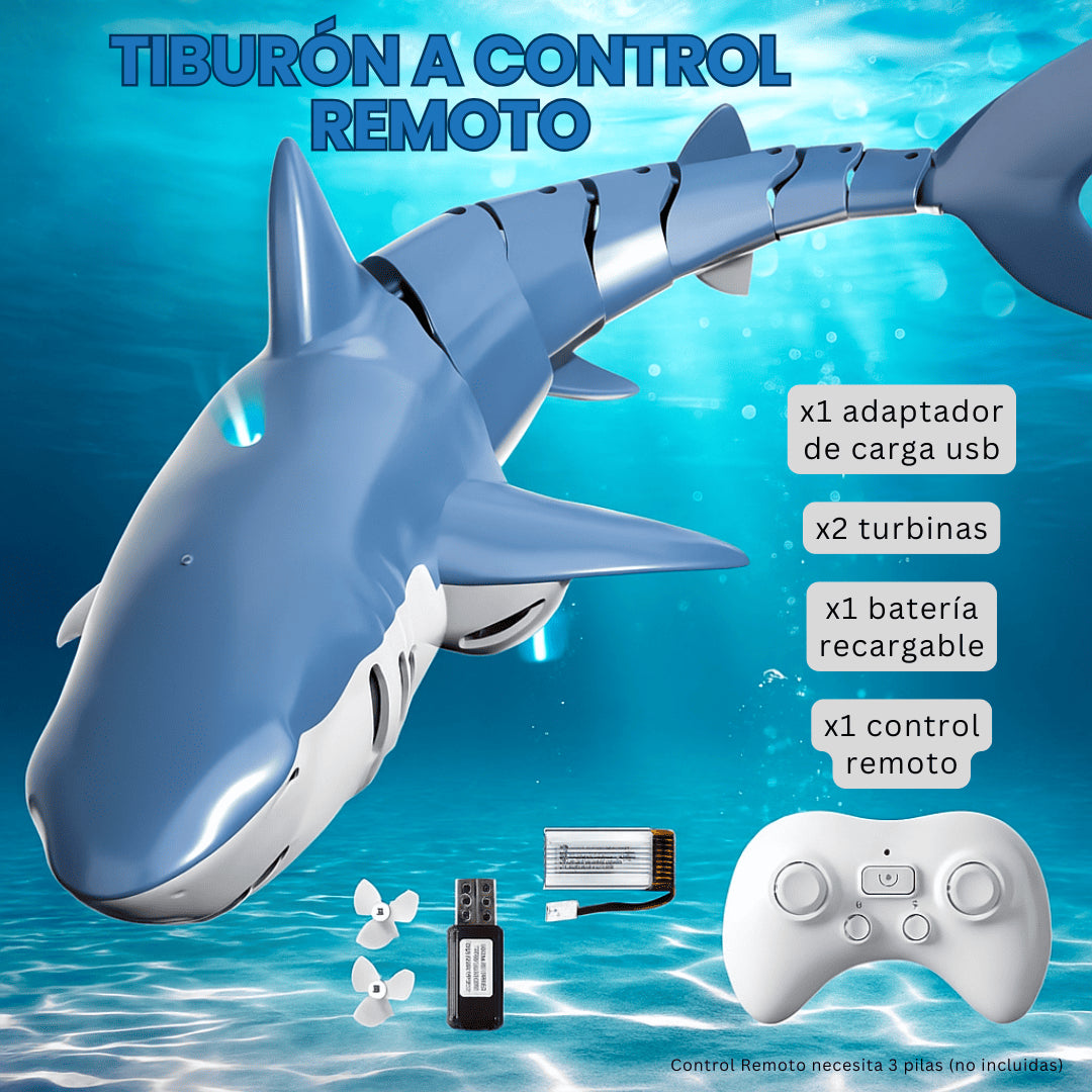 🦈 Tiburón Acuático Juguete a Control Remoto