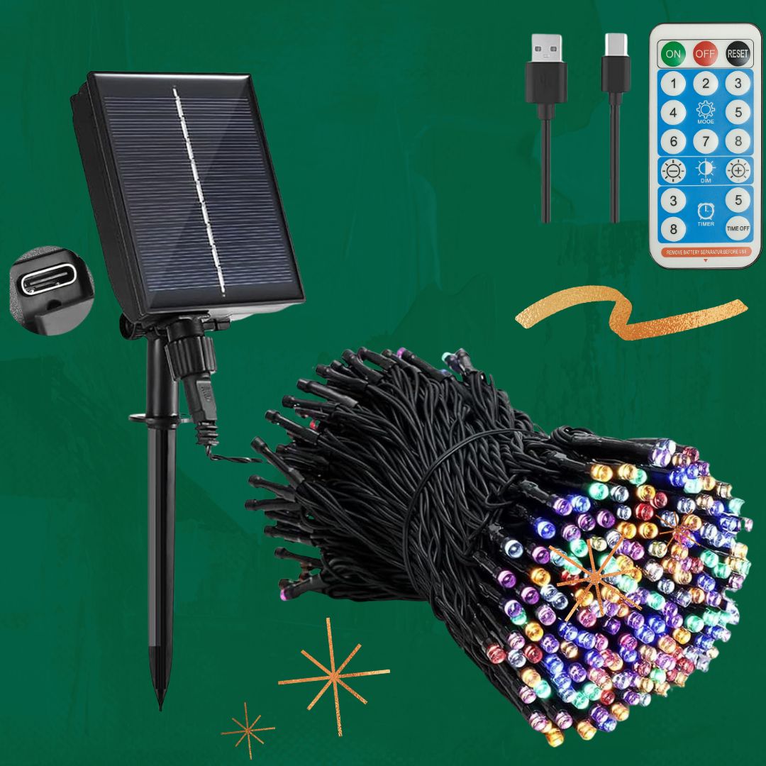 🎄 Luz Navideña Solar 33M – Multicolor con Control Remoto