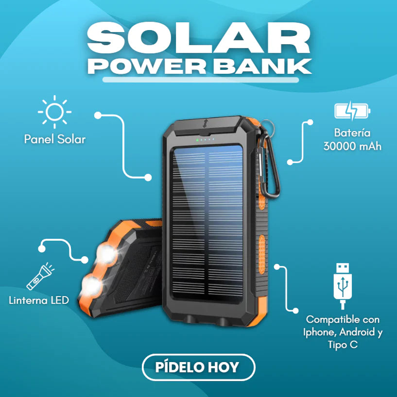 Power Bank con Panel Solar de 20.000mAh
