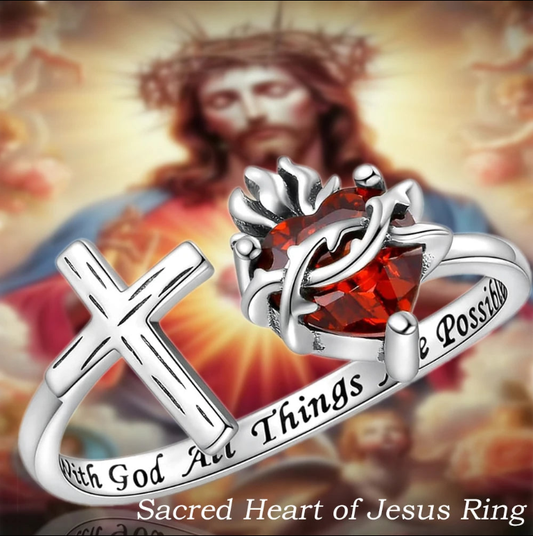 Anillo del Sagrado Corazón de Jesús ♥️ (Plata 925)