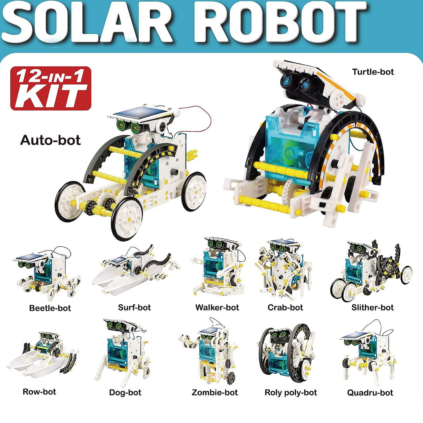 Robot educativo STEM con desplazamiento con energía Solar (12 modelos en 1)
