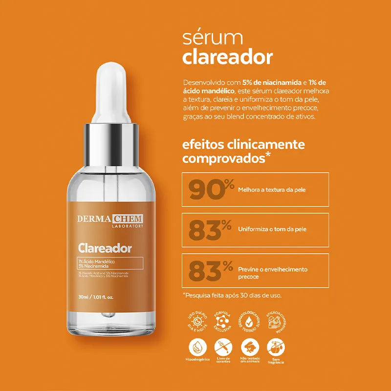 Serum Clareador DERMACHEM™ Hidrata, Previene envejecimiento y elimina manchas