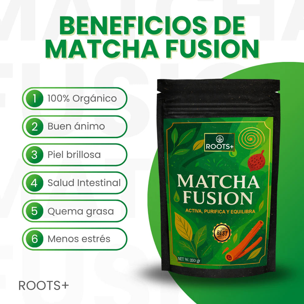 Matcha Fusion - Activa, Purifica y Equilibracon Mezcla en Polvo de Superalimentos - Roots™ (250gr)
