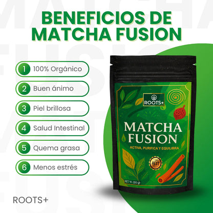 Matcha Fusion - Activa, Purifica y Equilibracon Mezcla en Polvo de Superalimentos - Roots™ (250gr)