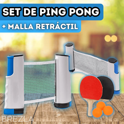 🏓 Pack Ping Pong Portátil: Malla Retráctil Adaptable + Raquetas + Pelotas