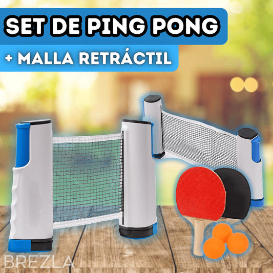🏓 Pack Ping Pong Portátil: Malla Retráctil Adaptable + Raquetas + Pelotas