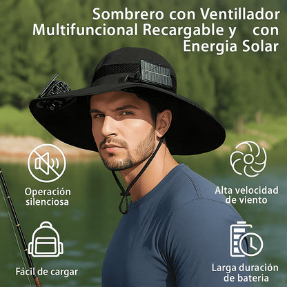 🧢 Sombrero con Doble Ventilador Solar – Protección y Frescura al Aire Libre