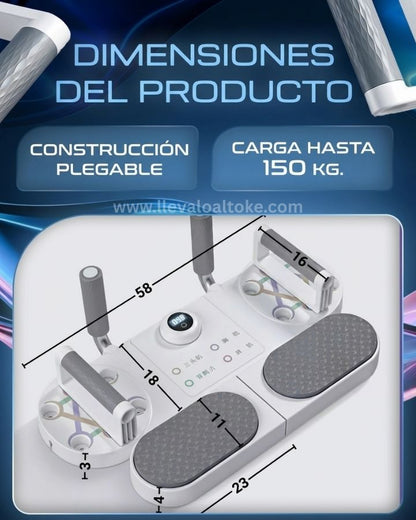 Tablero de Flexiones con Contador Sensor Inteligente, manubrio de sujeción y almohadillas de apoyo