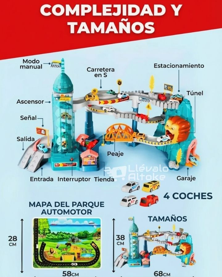 Montaña del León Pista de carros interactiva