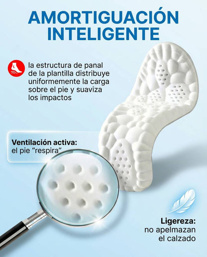 Plantillas Anatómicas 4D para brindar extra confort y prevenir dolores al caminar (Talla Recortable 37-42)