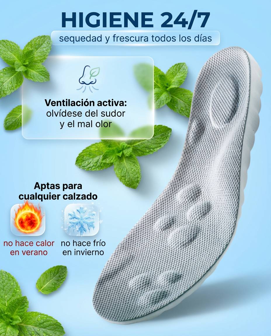 Plantillas Anatómicas 4D para brindar extra confort y prevenir dolores al caminar (Talla Recortable 37-42)