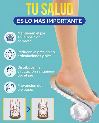 Plantillas Anatómicas 4D para brindar extra confort y prevenir dolores al caminar (Talla Recortable 37-42)