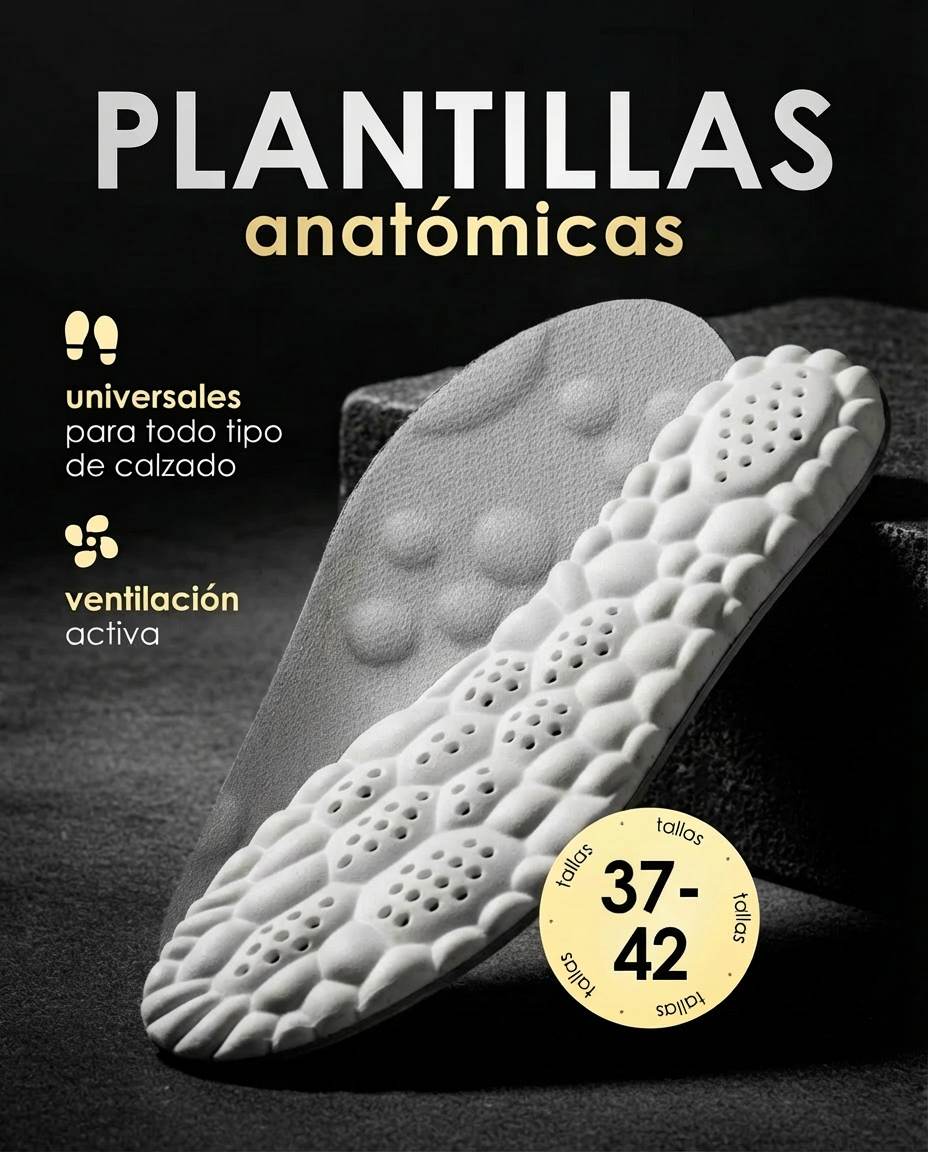 Plantillas Anatómicas 4D para brindar extra confort y prevenir dolores al caminar (Talla Recortable 37-42)