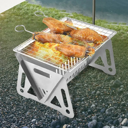 Mini Parrilla de Acero Inoxidable: Compacta y Fácil de Limpiar, Ideal para Barbacoa al Aire Libre