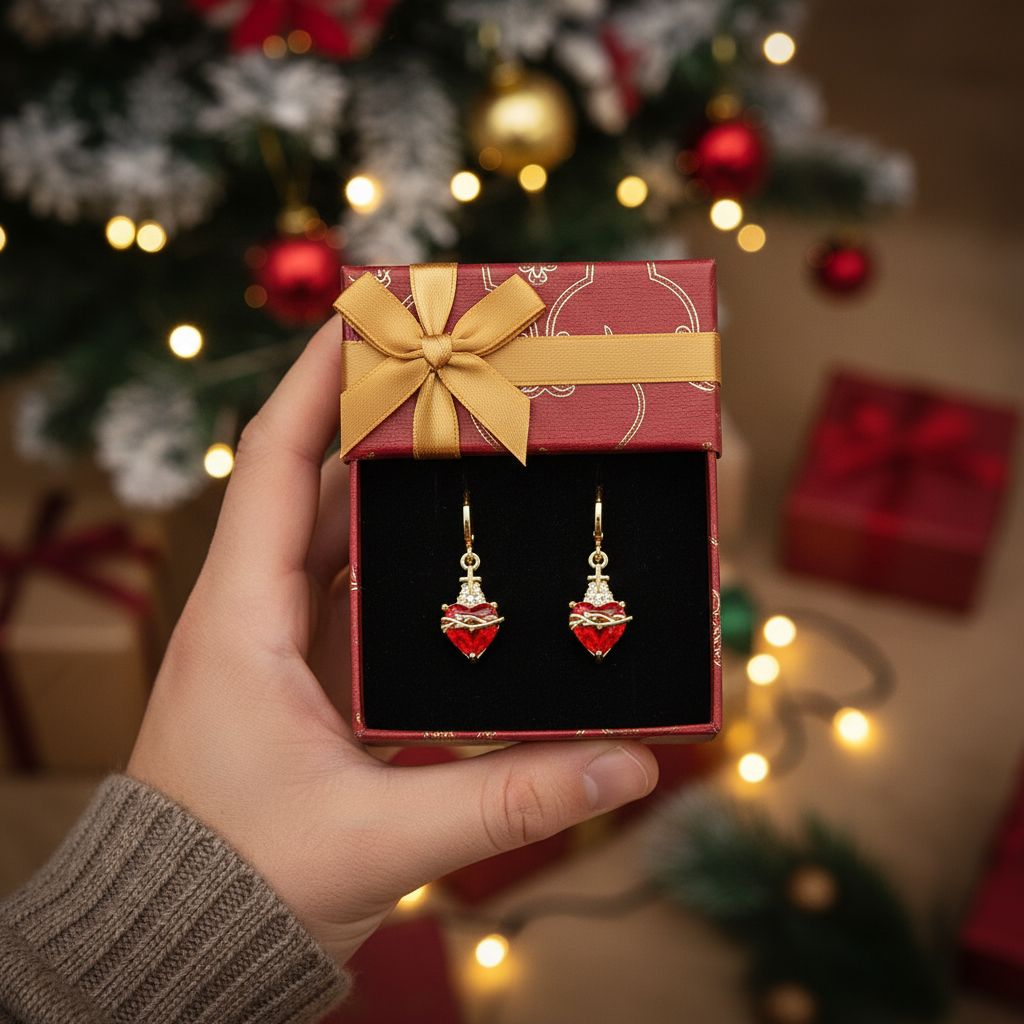 Aretes argolla Sagrado Corazón de Jesús