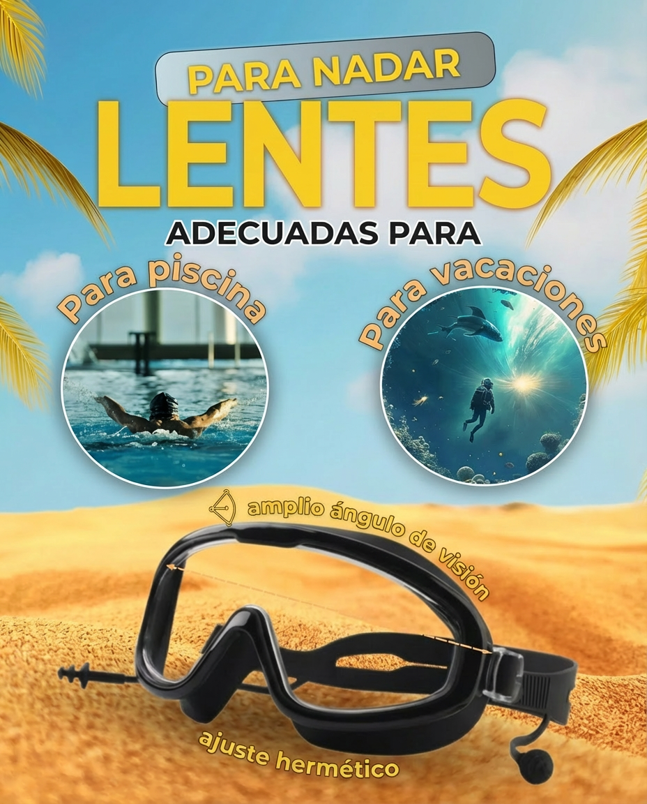 Lentes de natación Anti Empañamiento con tapón de oídos (adultos)