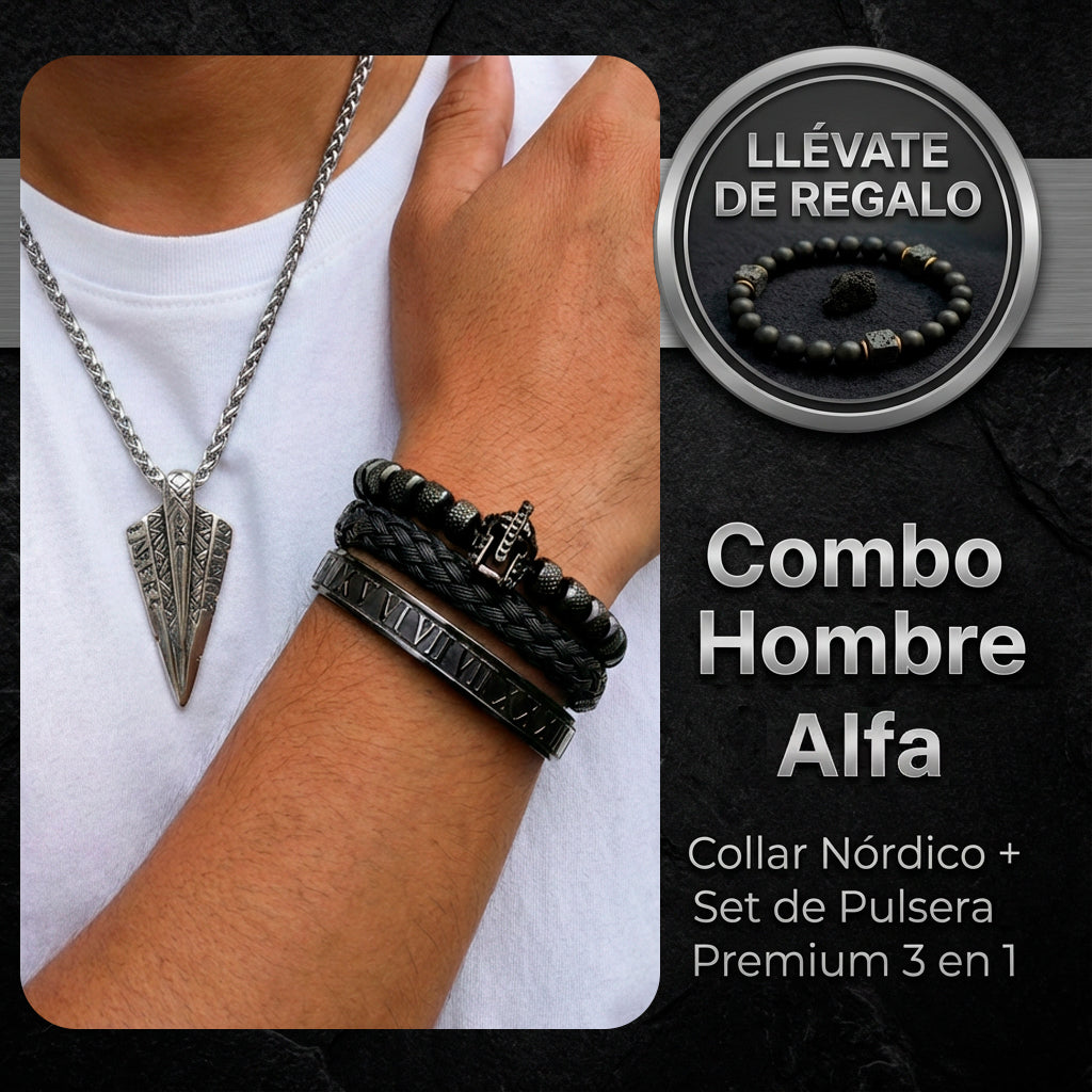 Combo Alfa: Collar Nórdico + Brazalete Imperium 3 en 1