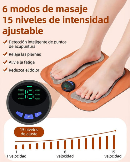 Masajeador de pies con electro-estimulación, recargable y control remoto