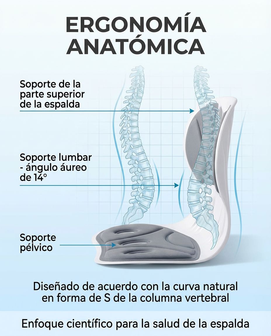 Respaldar de Asiento ergonómico para corregir la postura y mejorar la salud lumbar