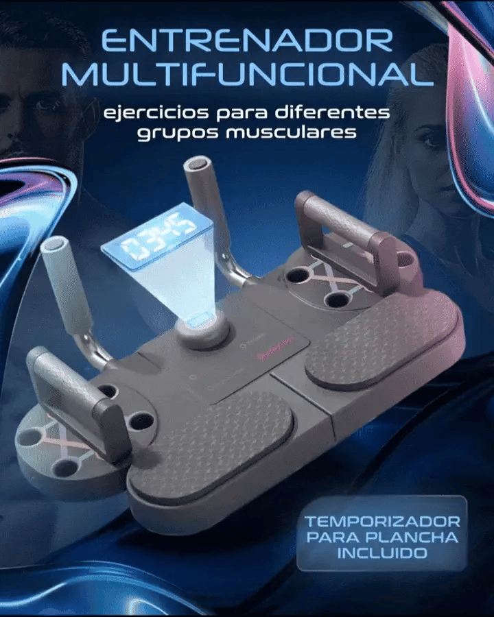 Tablero de Flexiones con Contador Sensor Inteligente, manubrio de sujeción y almohadillas de apoyo